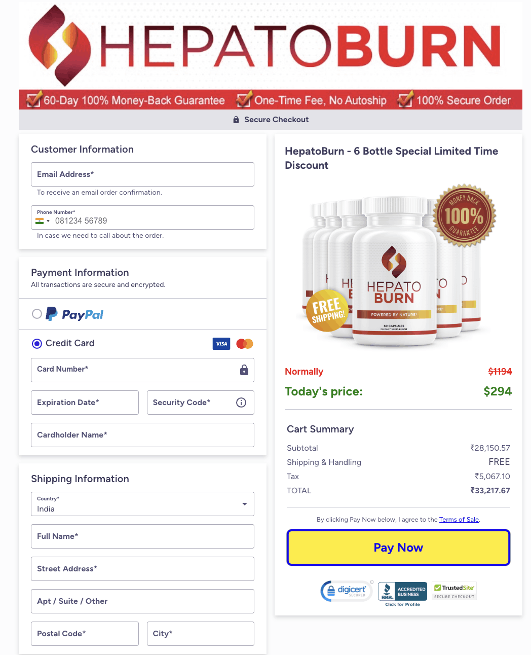 Official Website Secure Order Page
